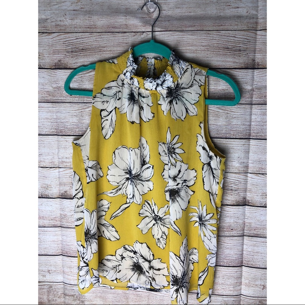 Ann Taylor factory small petite yellow & black top - Picture 1 of 4